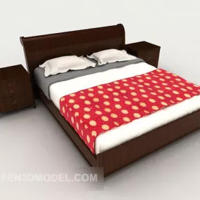 Wood New Chinese Bed 3d model