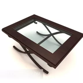 Wood Home Coffee Table Glass Wooden 3d model