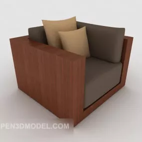 Wood Home Single Sofa 3d model