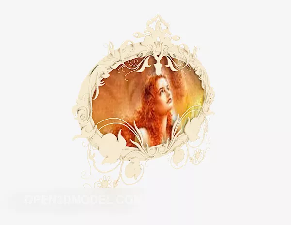 Chinese Painting With Antique Text 3d model