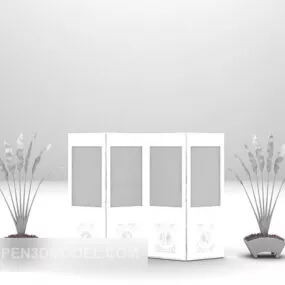 Wood Screen White Painted 3d model
