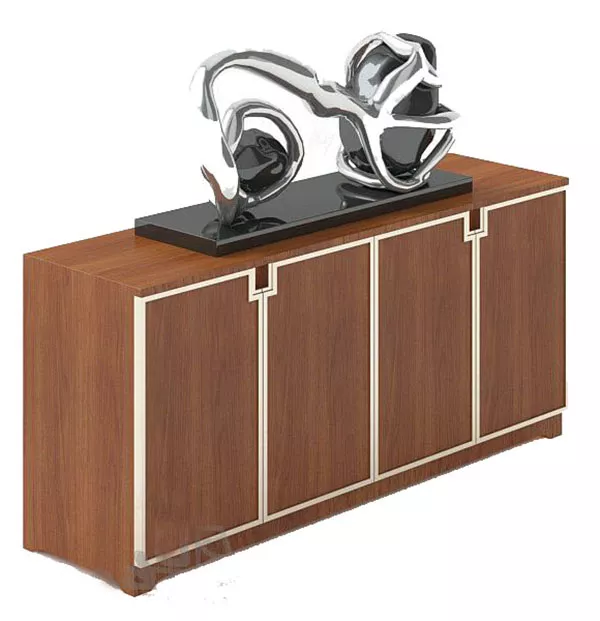 Wood Side Cabinet With Abstract Decorative 3d model Wood Side Cabinet With Abstract Decorative 3d model
