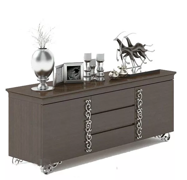 Wood Side Cabinet Dark Wood 3d model Wood Side Cabinet Dark Wood 3d model