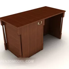 Wood Simple Desk 3d model