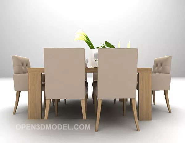 Wood Simple Table And Chair Brown Color 3d model Wood Simple Table And Chair Brown Color 3d model