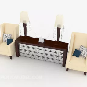 Wood Simple Table Chair 3d model