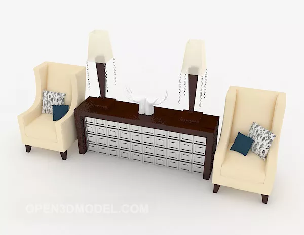 Wood Simple Table Chair 3d model Wood Simple Table Chair 3d model