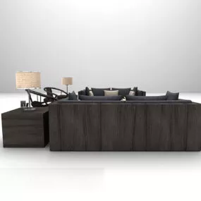 Wood Sofa Combination Furniture 3d model
