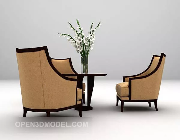 Wood Table And Chair Elegant Design 3d model Wood Table And Chair Elegant Design 3d model