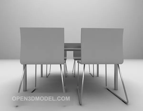 Wood Table With Plastic Chair 3d model Wood Table With Plastic Chair 3d model
