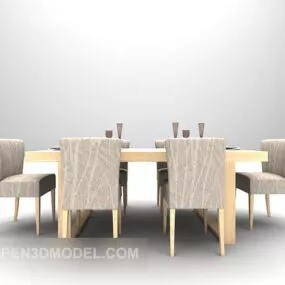 Home Simple Wood Table Chair Furniture 3d model