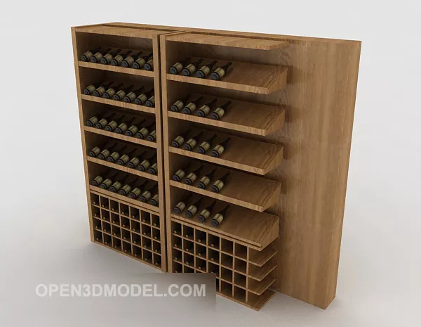 Tall Wine Rack With Wine Bottles And Vase 3d model