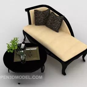 Wood Yellow Lounge Chair 3d model