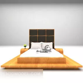 Wooden Bed Double Style 3d model