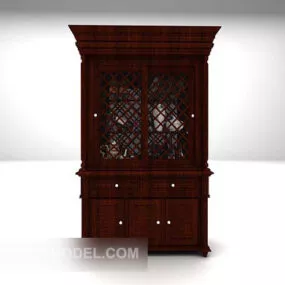 Wooden Display Cabinet Antique Style 3d model