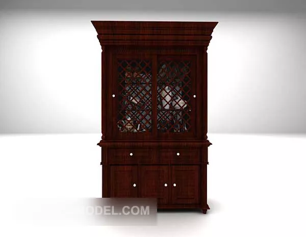 Wooden Display Cabinet Antique Style 3d model Wooden Display Cabinet Antique Style 3d model