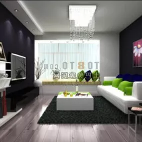 Garden Home Living Room Interior 3d model