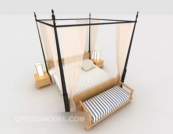 Yarn Double Bed Poster Style 3d model Yarn Double Bed Poster Style 3d model