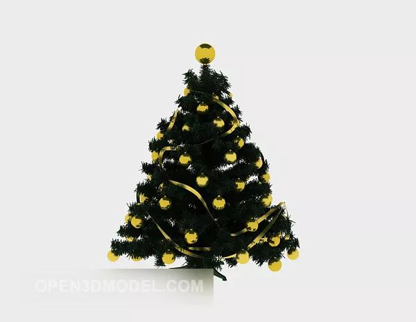 Christmas Tree With Yellow Balls Decor 3d model Christmas Tree With Yellow Balls Decor 3d model