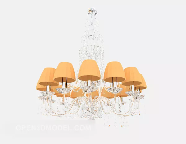 Yellow Crystal Chandelier 3d model Yellow Crystal Chandelier 3d model
