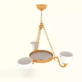 Yellow European Chandelier 3d model