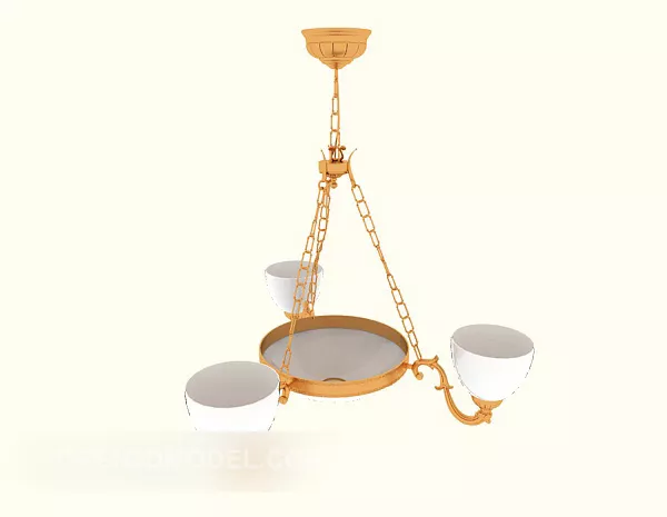 Yellow European Chandelier 3d model Yellow European Chandelier 3d model