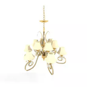 Yellow European Home Chandelier 3d model