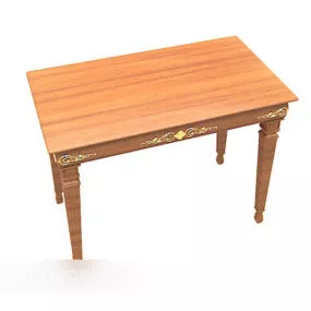 Yellow European Vintage Style Dining Table 3d model