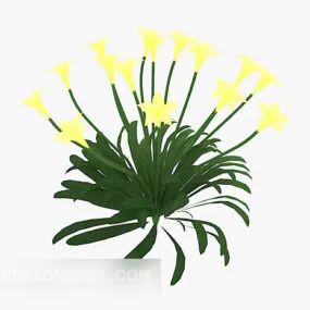 Yellow Flower Plant Bush 3d model