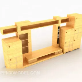 Yellow Tv Big Cabinet Furniture 3d model