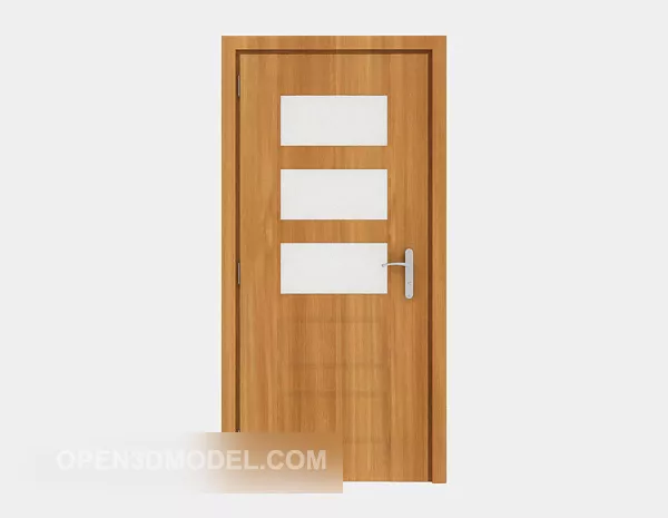Wood Door With Decorative Window 3d model