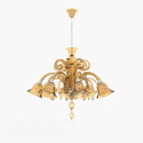 Yellow Delicate Chandelier 3d model