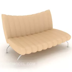 Light-yellow Fabric Double Sofa 3d model