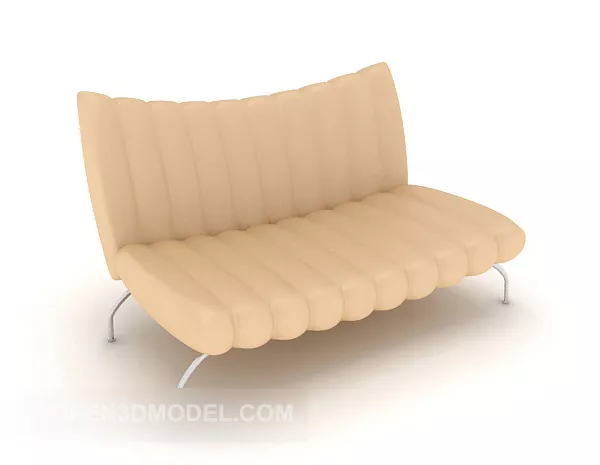 Light-yellow Fabric Double Sofa 3d model Light-yellow Fabric Double Sofa 3d model