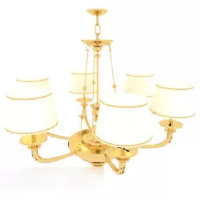 Yellow Home Chandelier Golden Material 3d model