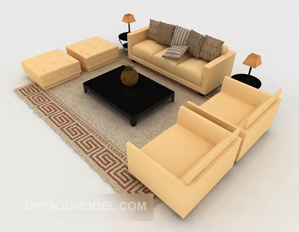 Yellow Home Combination Sofa 3d model Yellow Home Combination Sofa 3d model