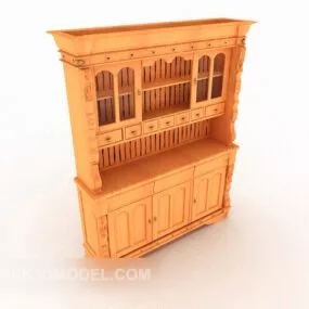 Yellow Wooden Display Cabinet Vintage 3d model