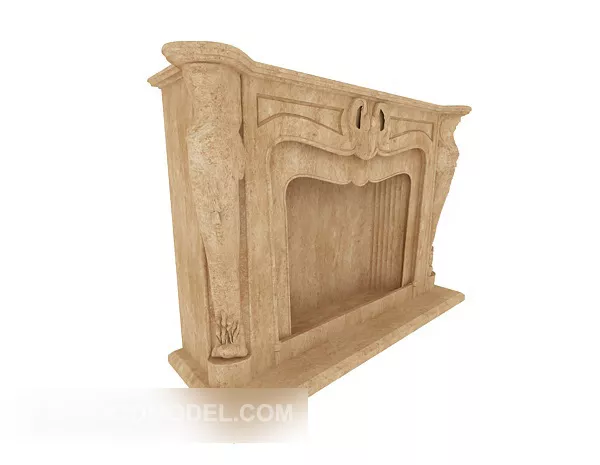 Marble Fireplace With Fire 3d model