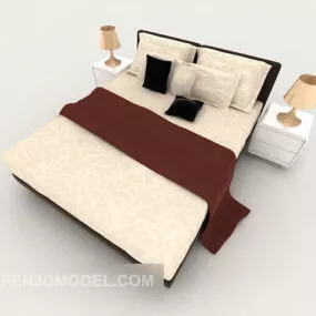 Yellow Home Simple Double Bed 3d model