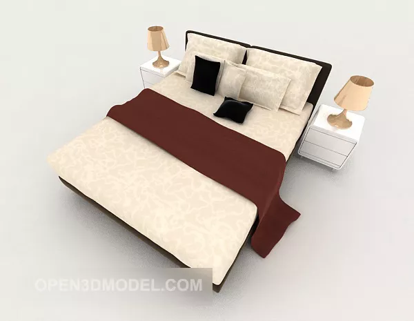 Yellow Home Simple Double Bed 3d model Yellow Home Simple Double Bed 3d model