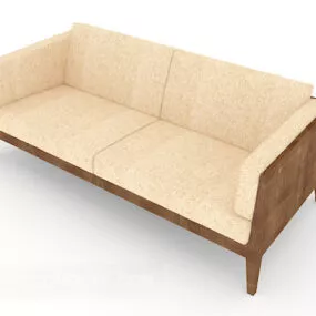 Yellow Home Wooden Double Sofa 3d model