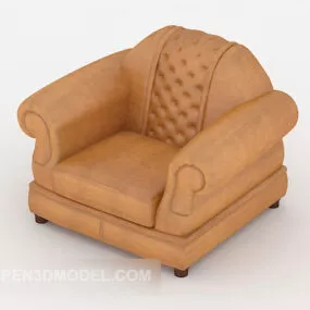 Yellow Leather Single Sofa V1 3d model
