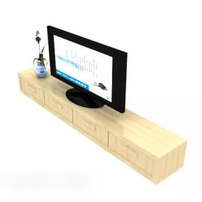 Yellow Simple Tv Cabinet 3d model