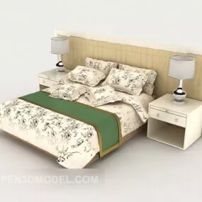 Yellow Simple Double Bed 3d model