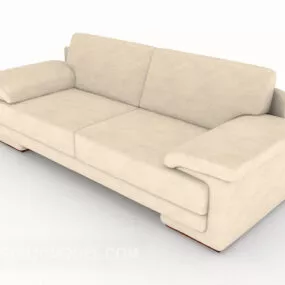 Yellow Simple Double Sofa 3d model