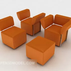 Yellow Simple Single Sofa 3d model