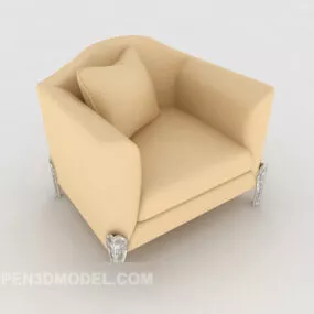 Yellow Leather Home Single Sofa 3d model