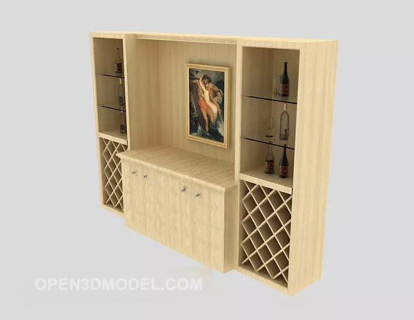 Yellow Solid Wood European Display Cabinet 3d model Yellow Solid Wood European Display Cabinet 3d model