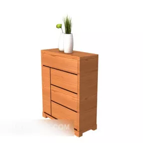 Yellow Solid Wood Modern Side Cabinet 3d model
