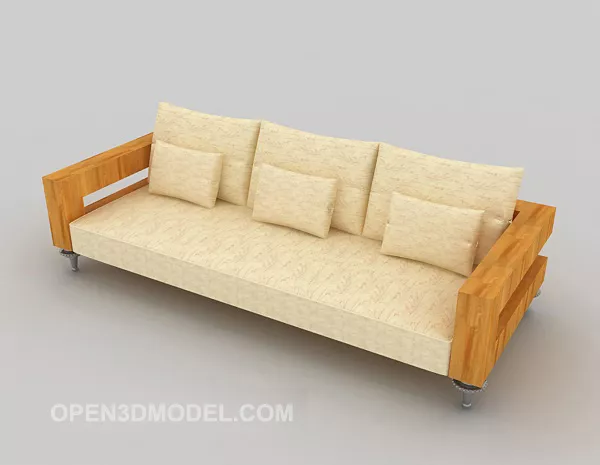 Yellow Solid Wood Multiplayer Sofa 3d model Yellow Solid Wood Multiplayer Sofa 3d model